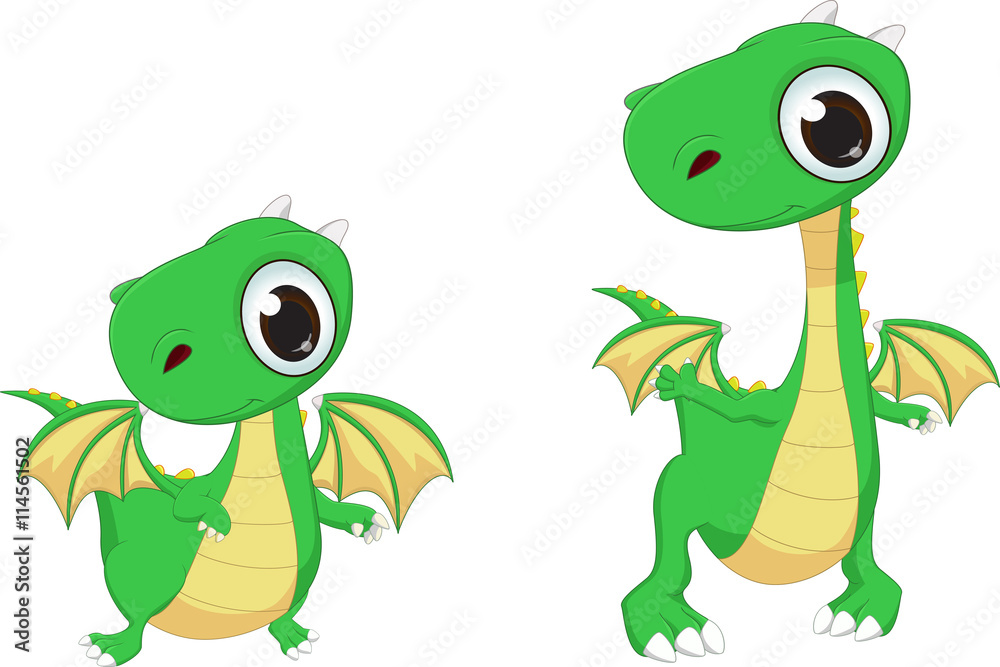 Naklejka premium two cute cartoon dragon