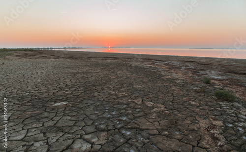 Sunset in the Camargue national park. Rhone Delta, Provence, France