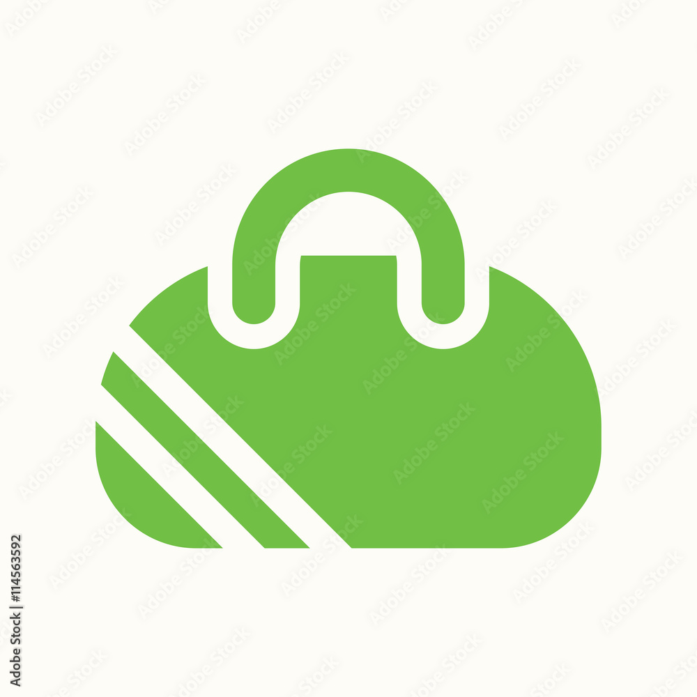Fototapeta premium sport bag icon green white simple