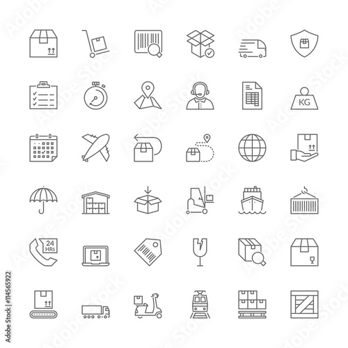 Line icons. Shipping and logistics