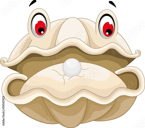 cute Oyster with a pearl cartoon