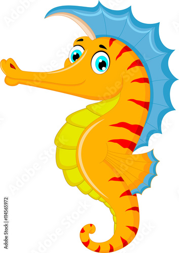 Cute seahorse cartoon posing