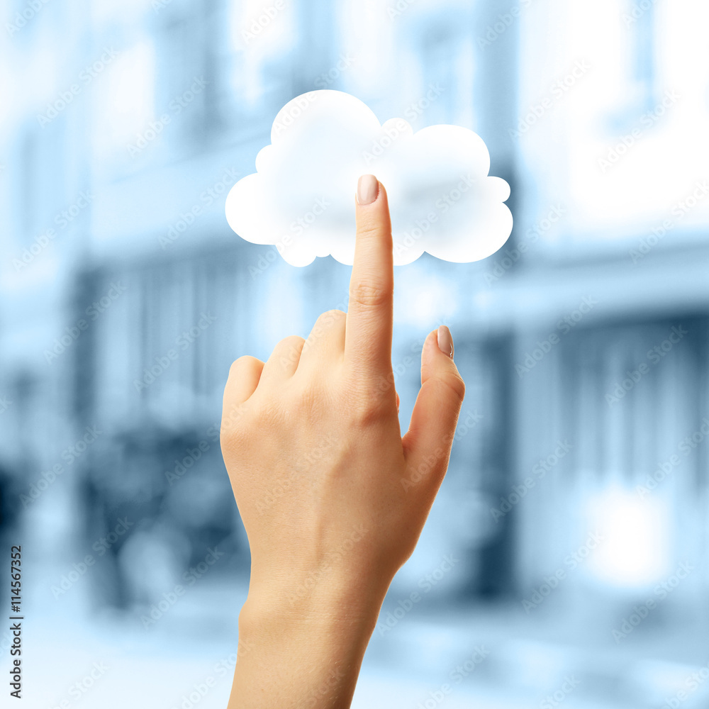 Cloud virtual screen. Cloud storage concept Cloud virtual screen. Cloud storage concept