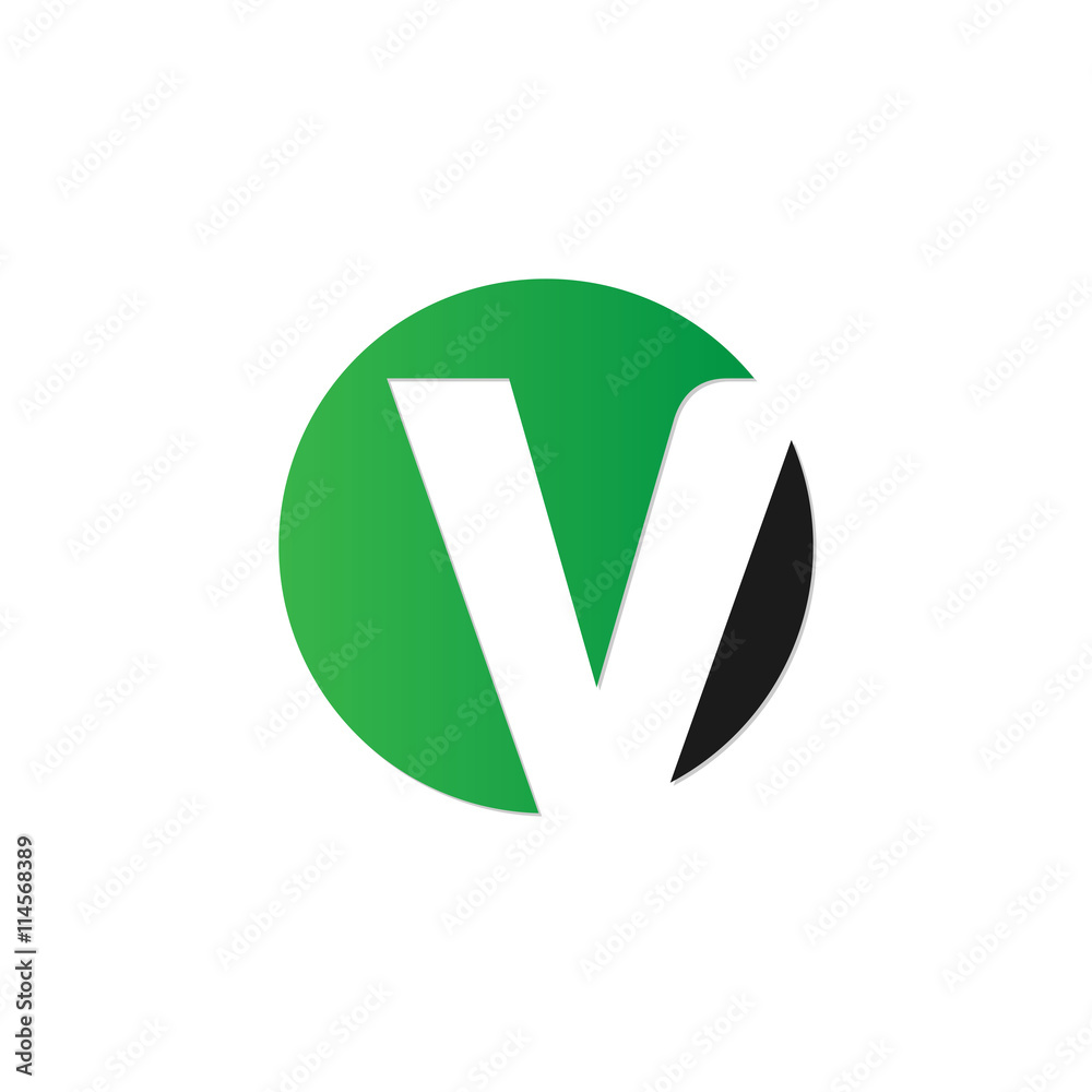 initial letter circle logo green - obrazy, fototapety, plakaty 