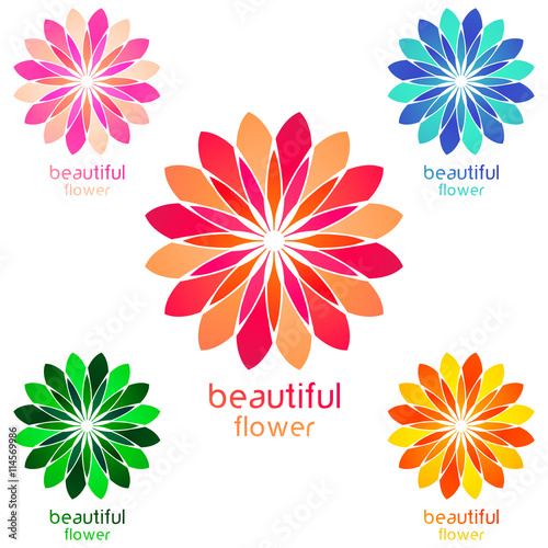 Abstract colorful flower icon set,  illustrations
