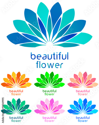 Abstract colorful flower icon set,  illustrations