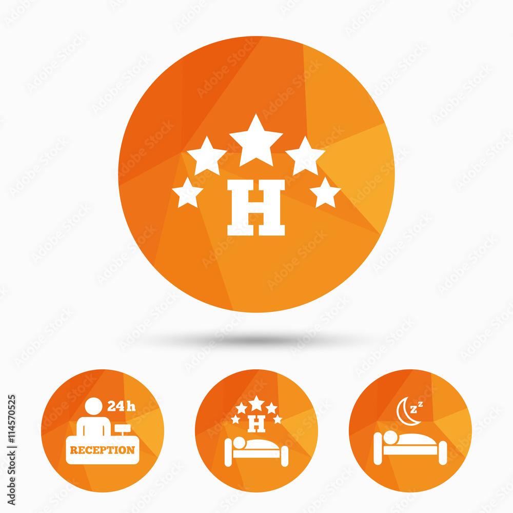 Five stars hotel icons. Travel rest place. Five stars hotel icons. Travel rest place.