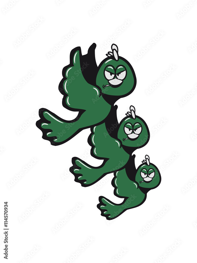 Fototapeta premium Bird fly formation funny angry
