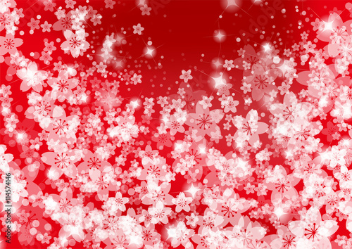 Red cherry blossoms background