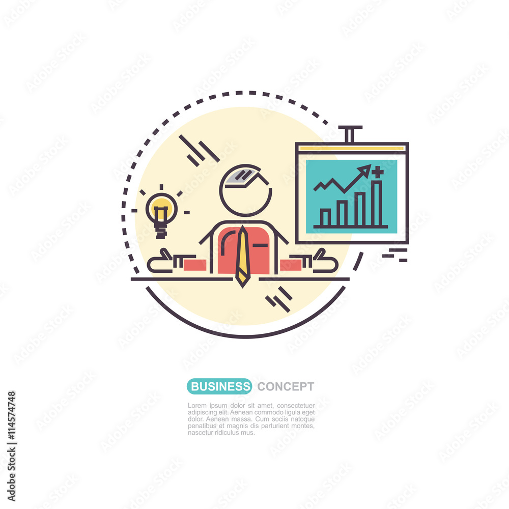 business concepts, icon Businessman With Chart And Idea business concepts, icon Businessman With Chart And Idea
