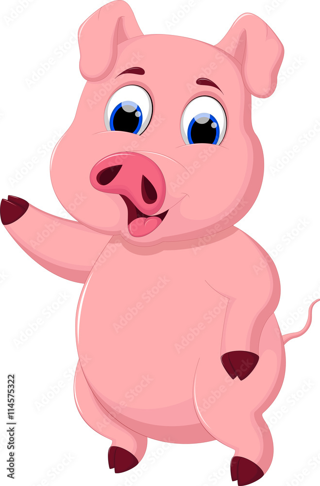 Cute pig cartoon possing