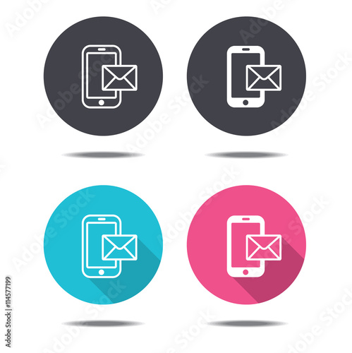 icon black pink and blue mobile and Message vector design