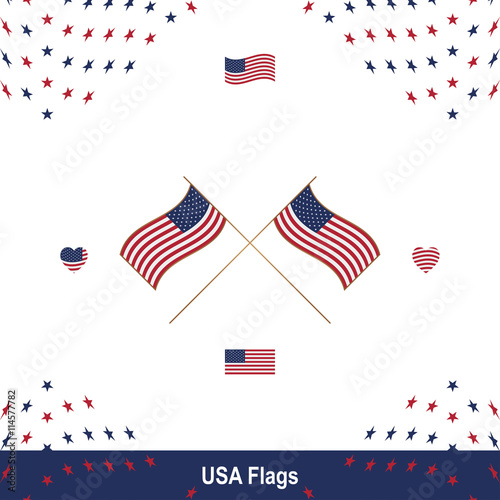 Happy 4th of july. USA Day. USA Flag. Red blue flag and stars.