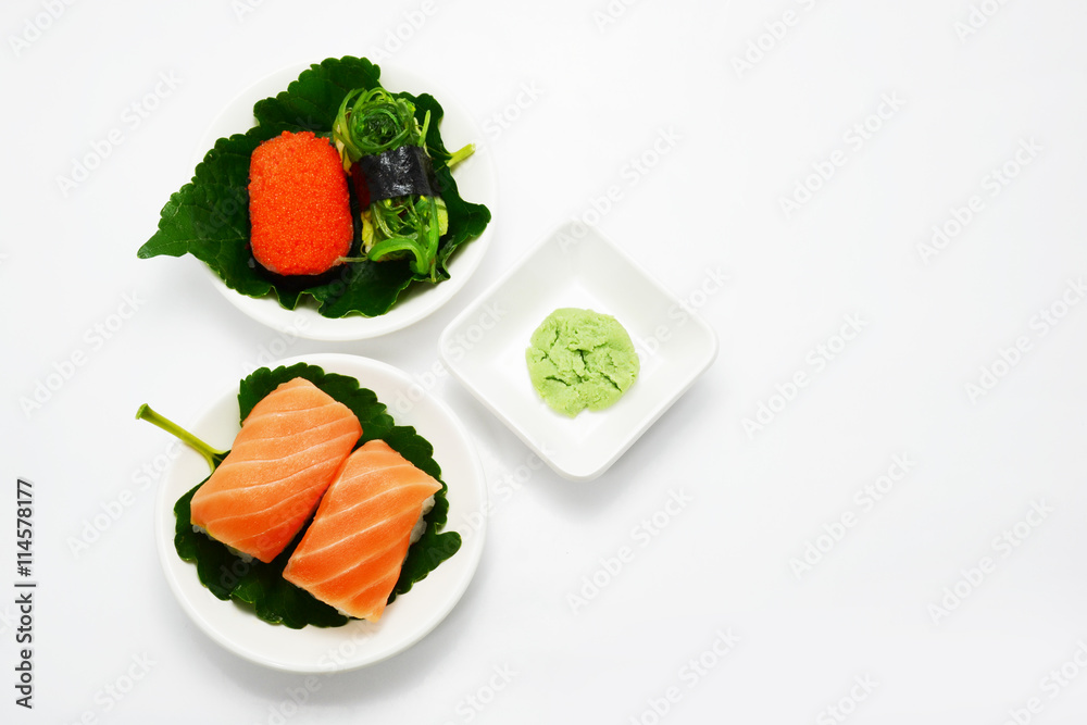 Sushi salmon and Wasabi