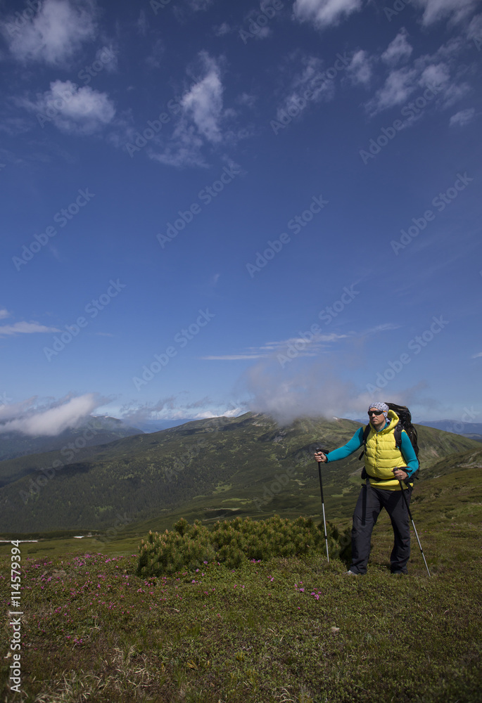 Fototapeta premium Summer hiking in the mountains.