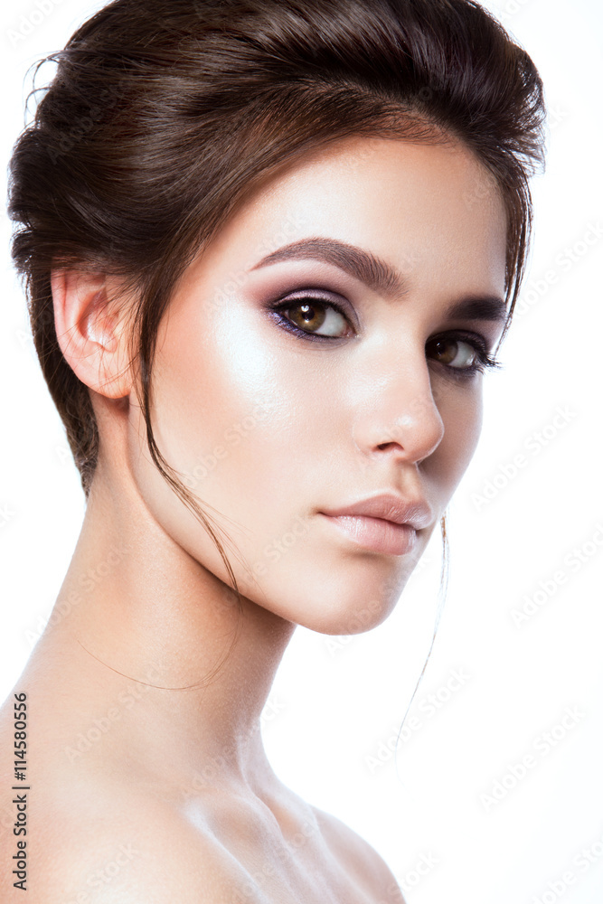 portrait of beautiful woman with nude make-up portrait of beautiful woman with nude make-up