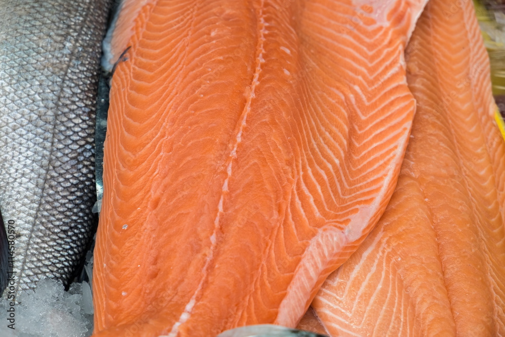 The salmon fillet sold at local farm market