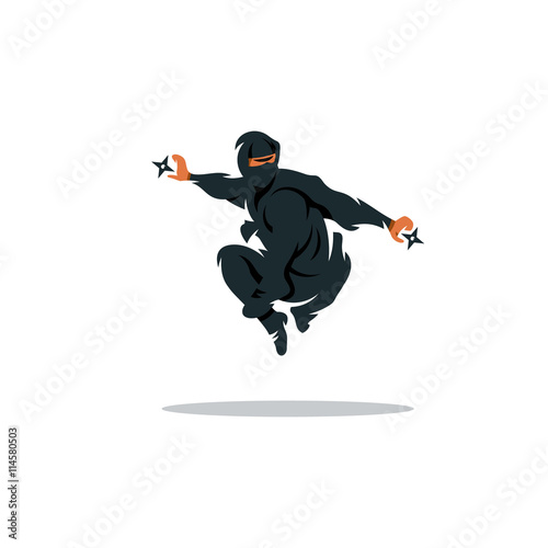 Vector Asian Ninja Cartoon Illustration. Asia Assasin fighter.