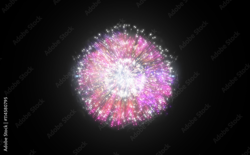Fototapeta premium Colourful fireworks exploding on black background