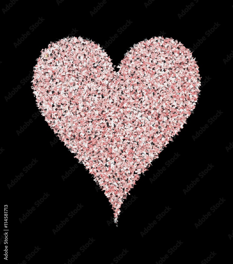 Light-red heart, on a black background. Illustration.