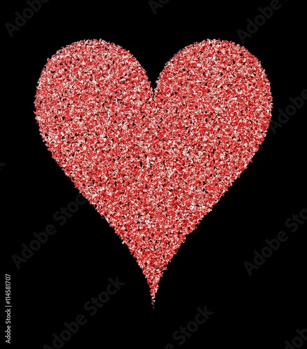 Red heart, on a black background. Illustration.