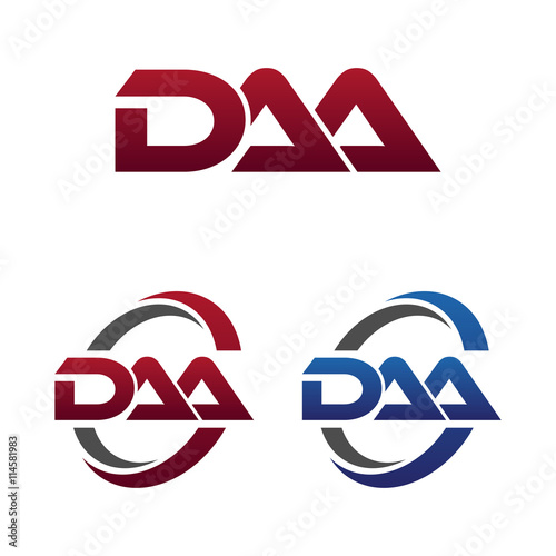Modern 3 Letters Initial logo Vector Swoosh Red Blue daa