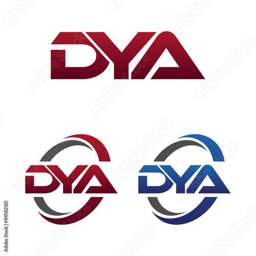 Modern 3 Letters Initial logo Vector Swoosh Red Blue dya photo