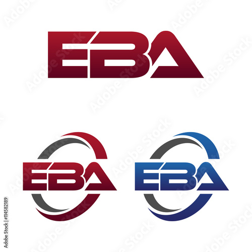 Modern 3 Letters Initial logo Vector Swoosh Red Blue eba photo