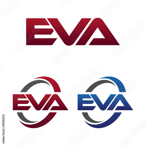 Modern 3 Letters Initial logo Vector Swoosh Red Blue eva