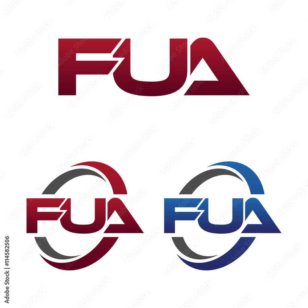 Modern 3 Letters Initial logo Vector Swoosh Red Blue fua Modern 3 Letters Initial logo Vector Swoosh Red Blue fua