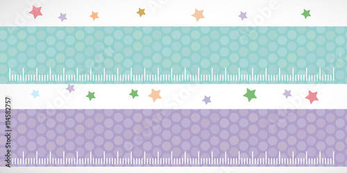 Children height meter wall Sticker set lilac blue. Set stiker with stars. Vector