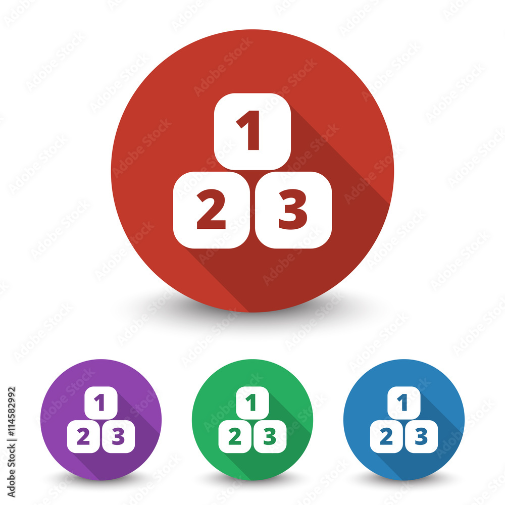 White 123 Blocks icon in different colors set White 123 Blocks icon in different colors set