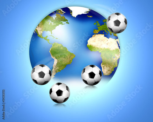 Soccer football world balls 3D Render. Elements of this image furnished by NASA