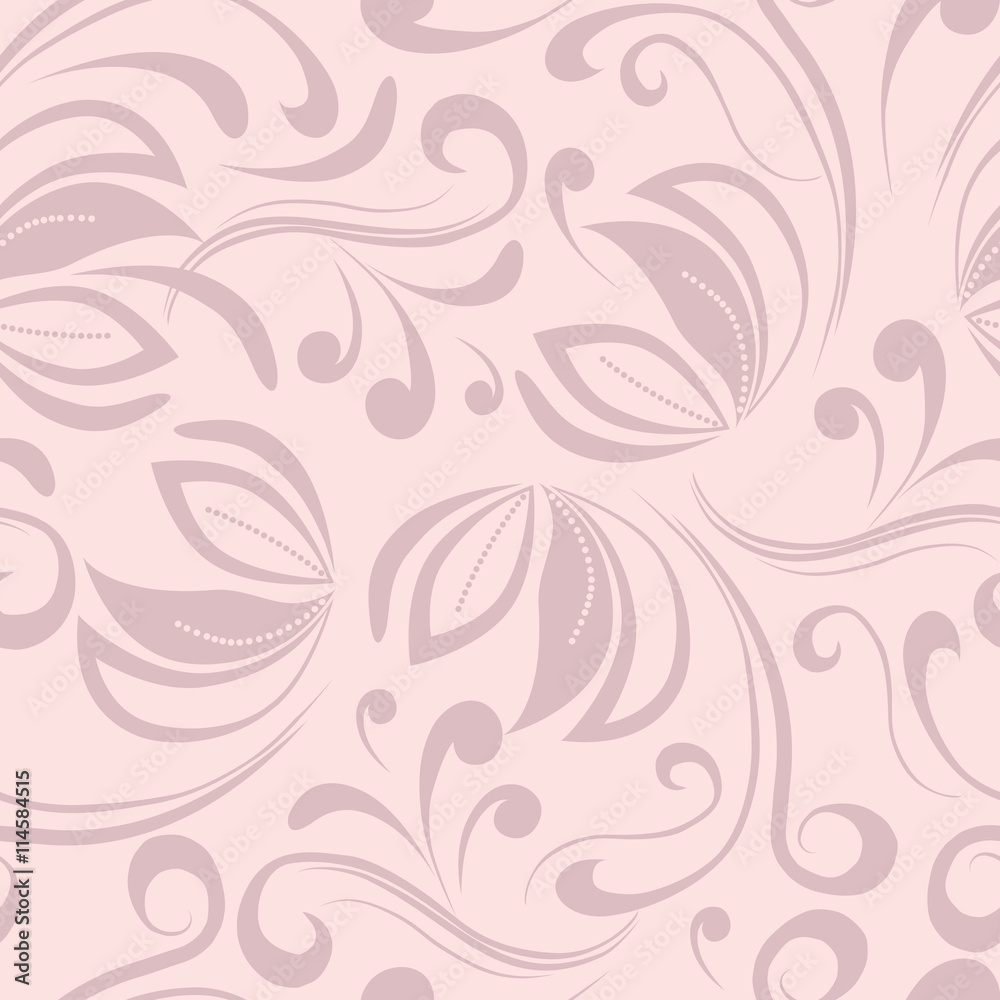 Pink seamless pattern with swirls