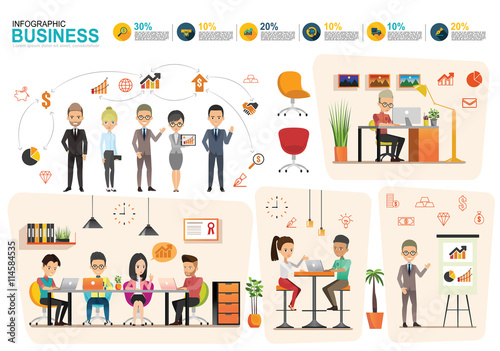 infographics set with effective business planning and woking