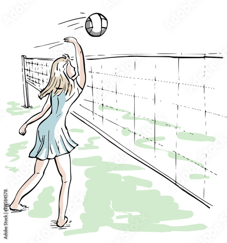 Meisje speelt volleybal photo