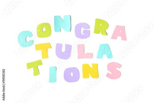 Congratulations text on white background - isolated