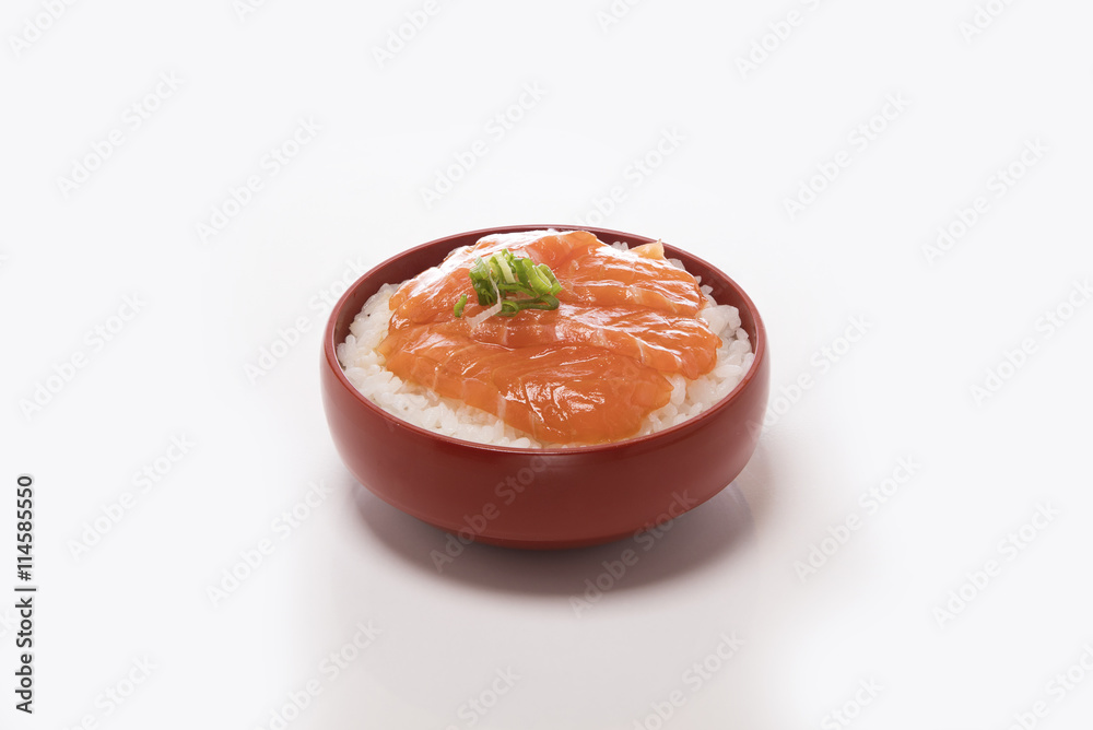 Rice with raw salmon Rice with raw salmon