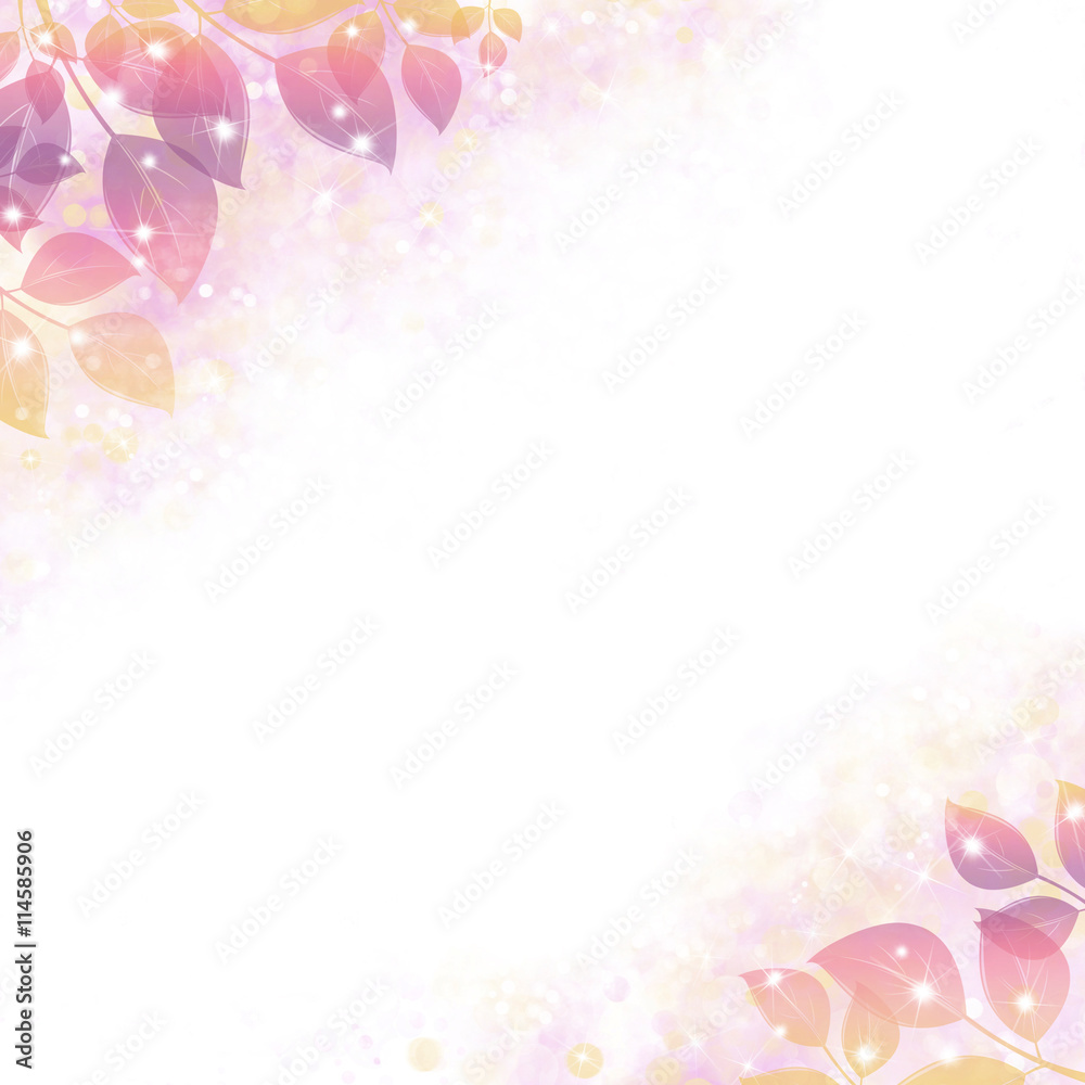 Gentle background with the sparkling leaves, purple-orange