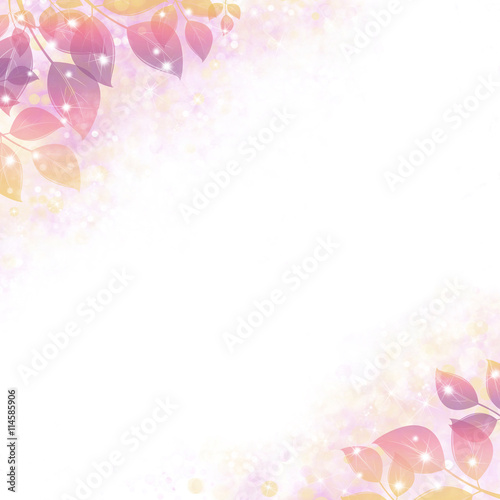 Gentle background with the sparkling leaves, purple-orange