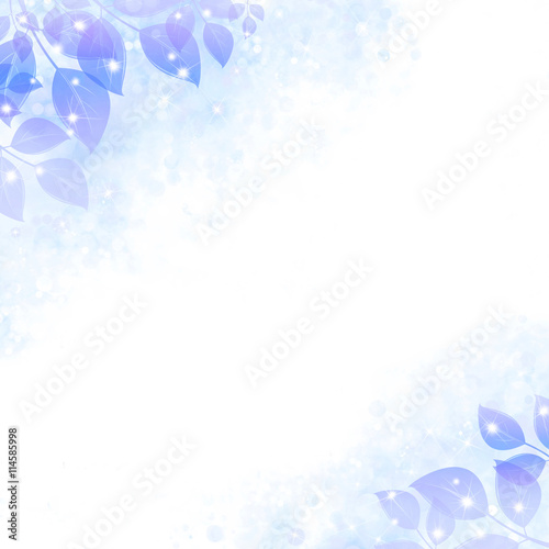 Gentle background with the sparkling leaves, blue