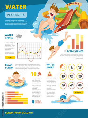 Vector illustration of infographics about water games