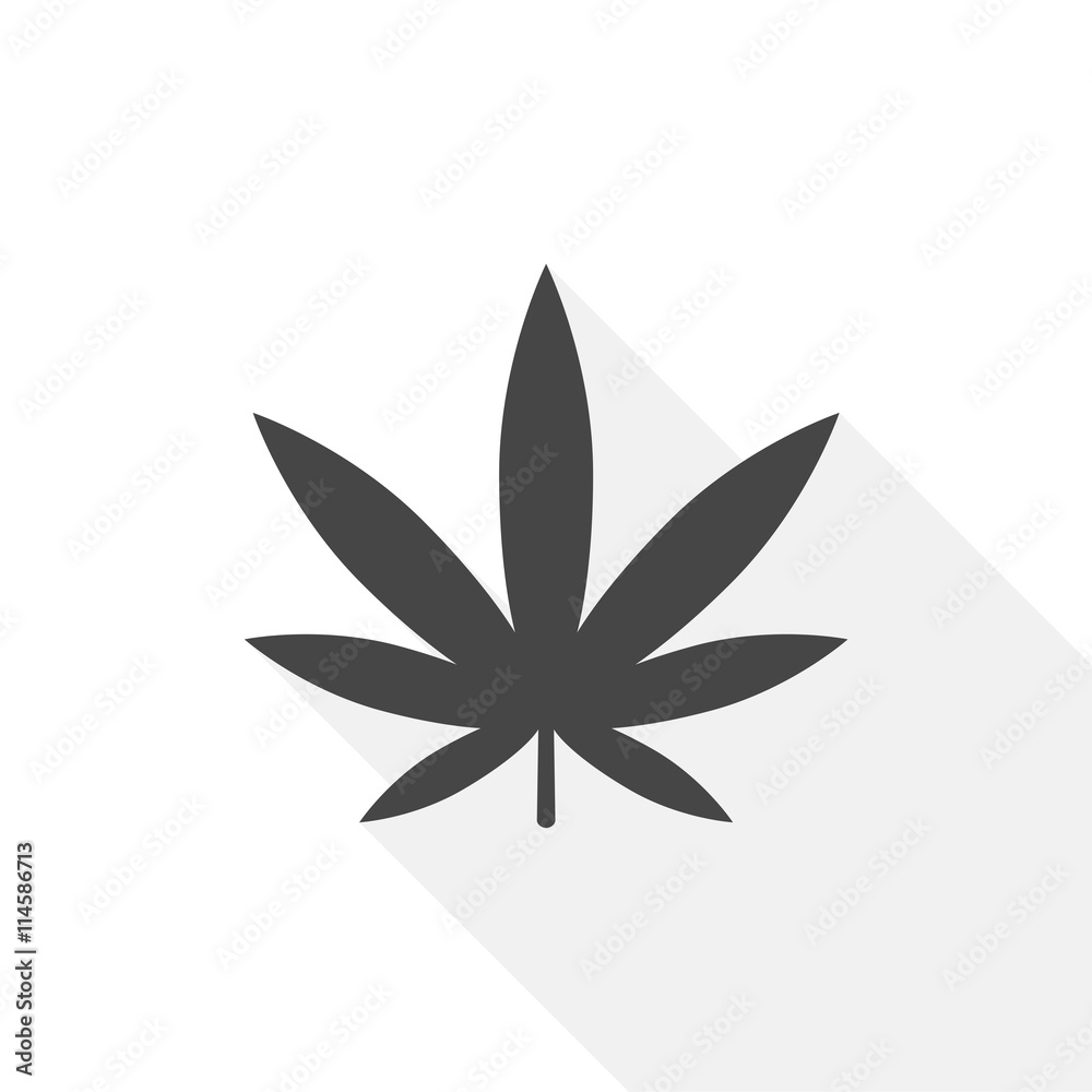 Marijuana leaf icon with long shadow