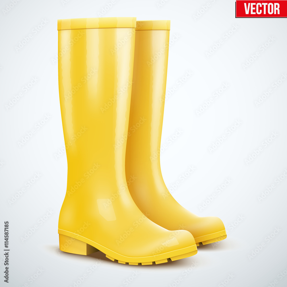 Pair of yellow rain boots Pair of yellow rain boots