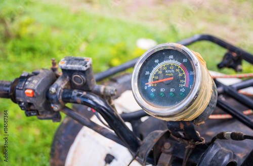 Retro and grunge ATV motorcycle dashboard,gauges.