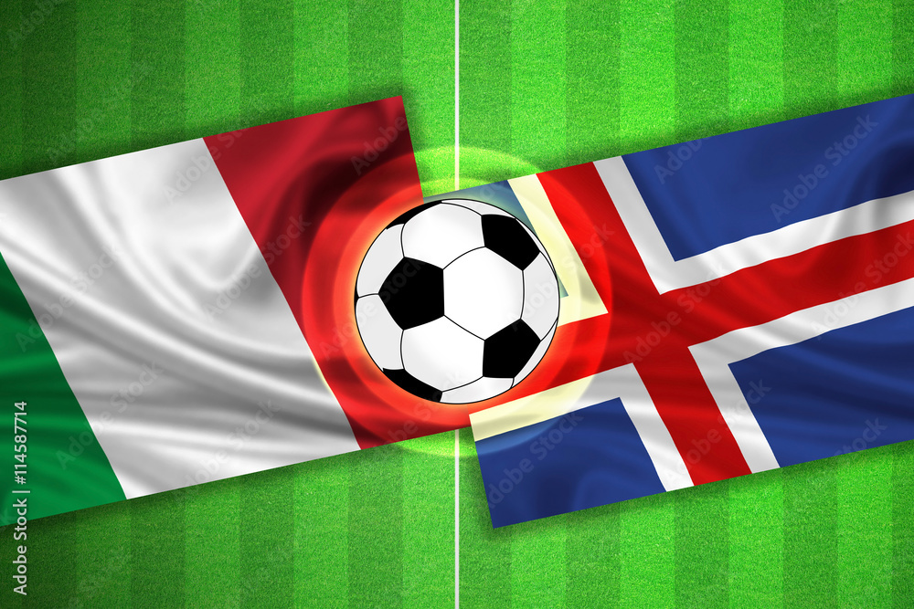 Naklejka premium Italy - Iceland - Soccer field with ball