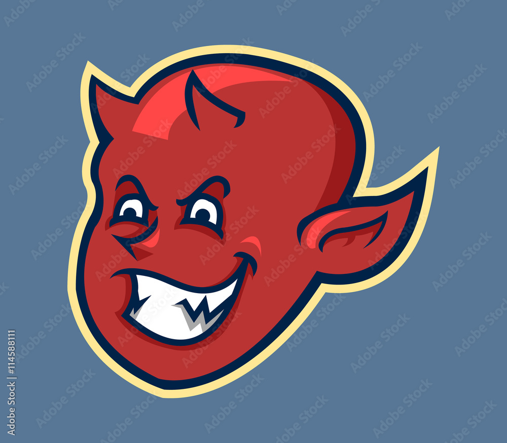Red Devil Boy Head In Retro Color Red Devil Boy Head In Retro Color