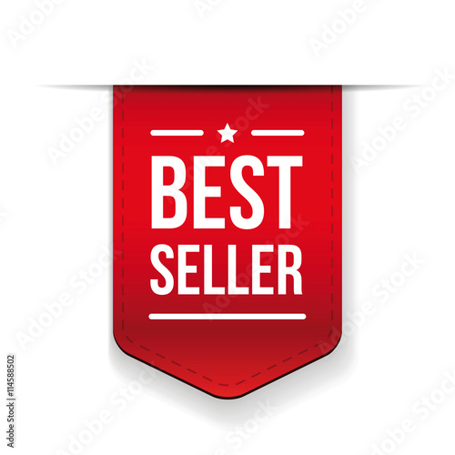 Best Seller red ribbon vector