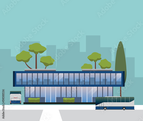 BUS STATION  building vector design