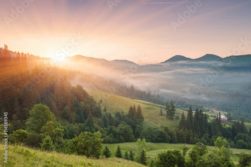 Majestic sunset in the mountains landscape. Carpathian mountins, Ukraine. © Ryzhkov Oleksandr